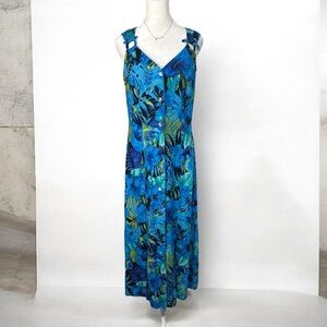 Scarlett Blue and Green Floral Hawaiian Dress